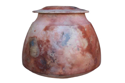 Ceramic Lidded Container with Orange Mottled Glazes