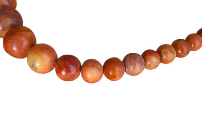 Round Striated Orange Stone Graduated Necklace