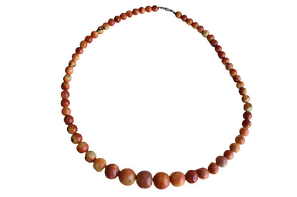 Round Striated Orange Stone Graduated Necklace