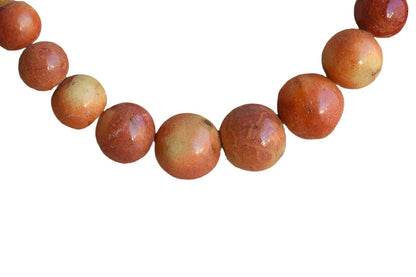 Round Striated Orange Stone Graduated Necklace