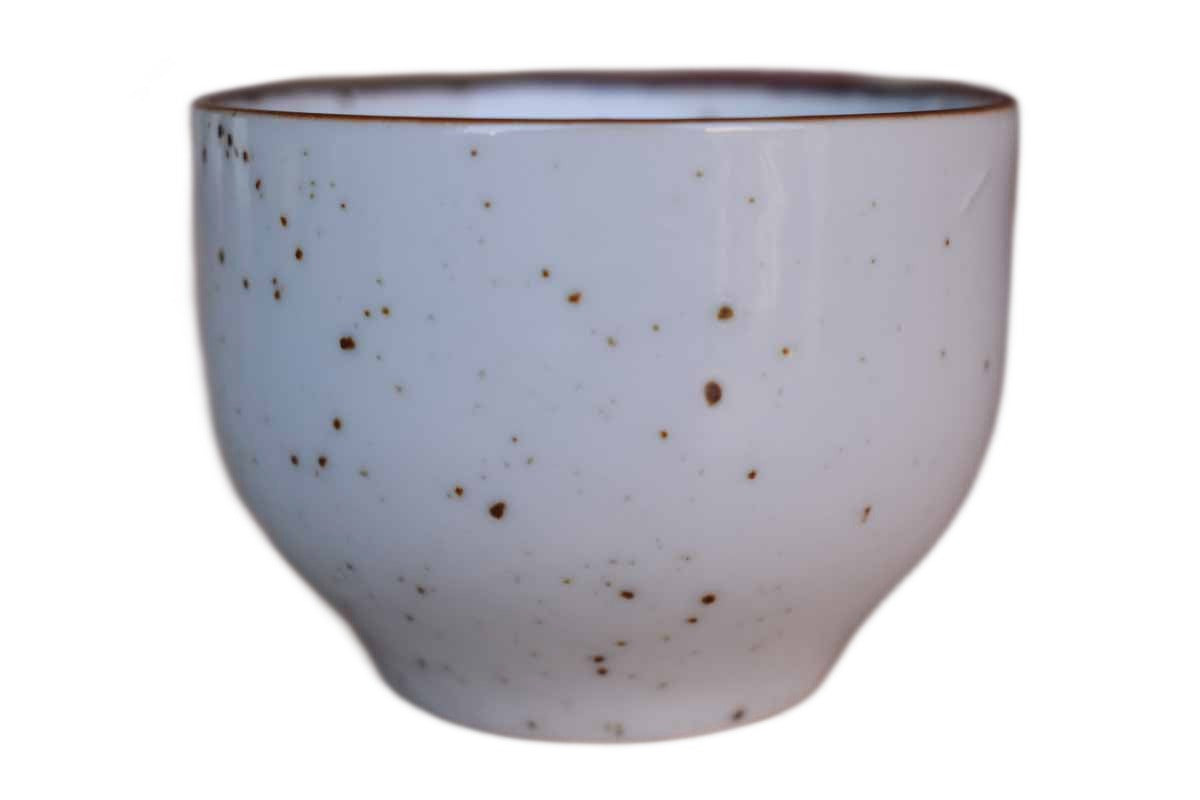 Small Stoneware Drinking Cups with White Flowers