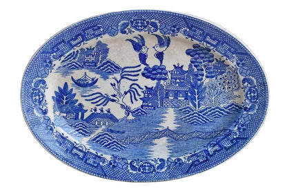 House of Blue Willow (Japan) Oval Ceramic Platter with Blue Willow Design