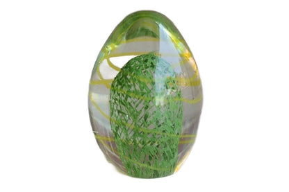 Little Green and Yellow Art Glass Paperweight