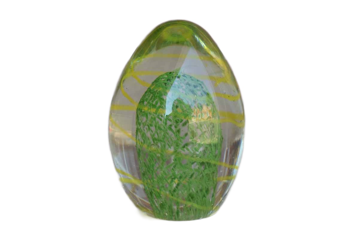 Little Green and Yellow Art Glass Paperweight