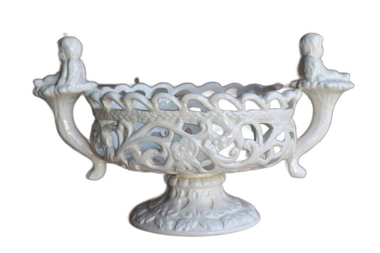 Abbott (China) Delicate Porcelain Cut-Work Bowl with Cherubs