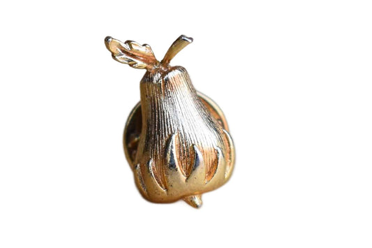 Little Gold Tone Metal Pear Lapel Pin