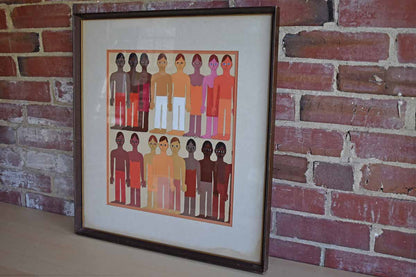Unique Original Painting of Various Shaded and Dressed Humans, 1970 (PICKUP ONLY)