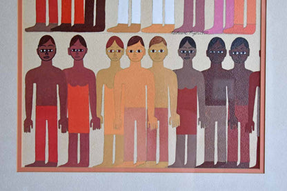 Unique Original Painting of Various Shaded and Dressed Humans, 1970 (PICKUP ONLY)