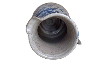 Stoneware Pitcher with Splattered Blue and Solid Gray Glazes