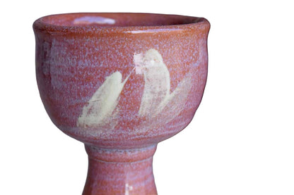 Pink Stoneware Decanter and Pair of Goblets