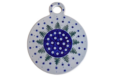 Boleslawiec Pottery (Poland) Hand-Decorated Ornament-Shaped Cheese Board or Trivet