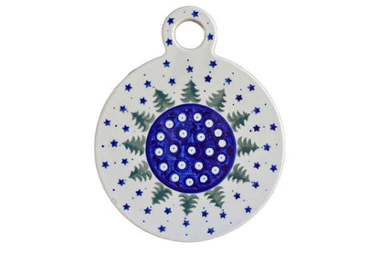 Boleslawiec Pottery (Poland) Hand-Decorated Ornament-Shaped Cheese Board or Trivet