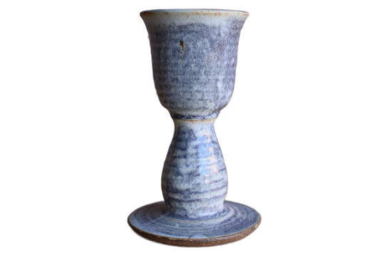 Banded Purple and Cream Stoneware Chalice Container