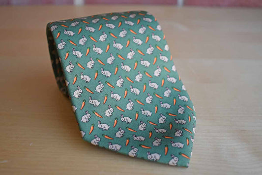 Brooks Brothers (New York, USA) Silk Necktie with Rabbits and Carrots