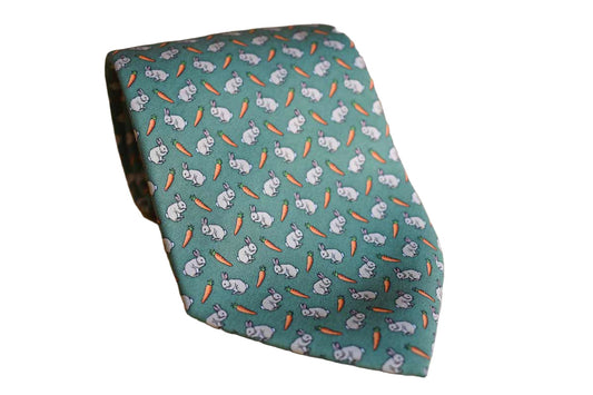 Brooks Brothers (New York, USA) Silk Necktie with Rabbits and Carrots