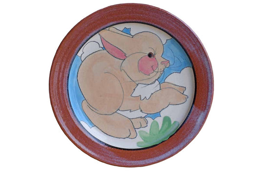 Little Redware Plate with Hopping Rabbit