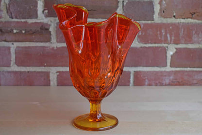 Candle Holder and Serving Bowl with Amberina Glass Pattern