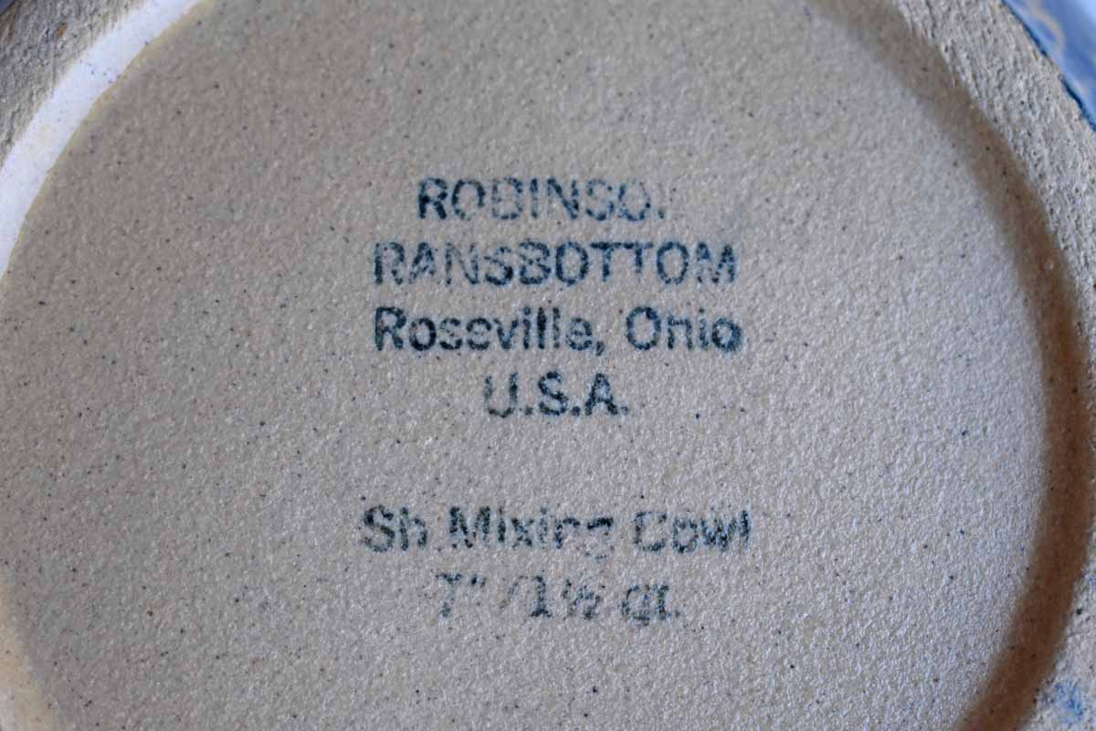 Robinson Ransbottom (Ohio, USA) 7" Blue Spongeware Mixing Bowl