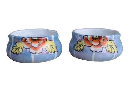 Small Porcelain Lusterware Salt Cellars Made in Japan, A Pair