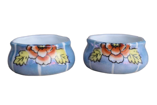 Small Porcelain Lusterware Salt Cellars Made in Japan, A Pair