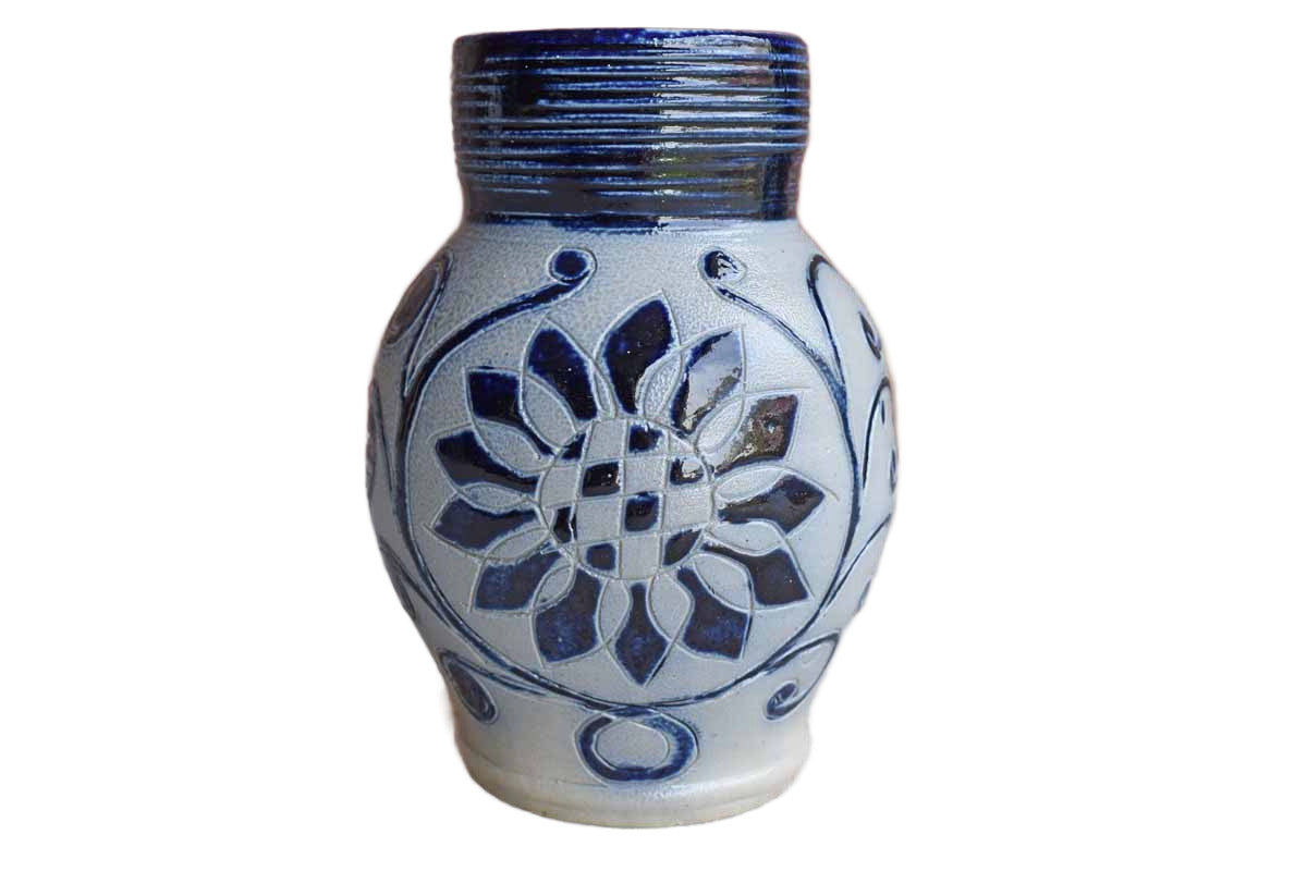 Williamsburg Pottery (Virginia, USA) Salt Glazed Vase with Sunflower Decoration