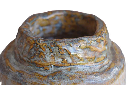 Slouchy and Primitive Handmade Stoneware Vase Made in 1984