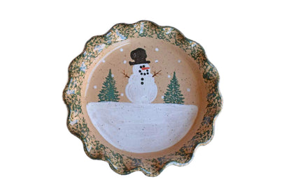 Three Rivers Pottery (Ohio, USA) Small Ceramic Tray with Hand-Painted Snowman