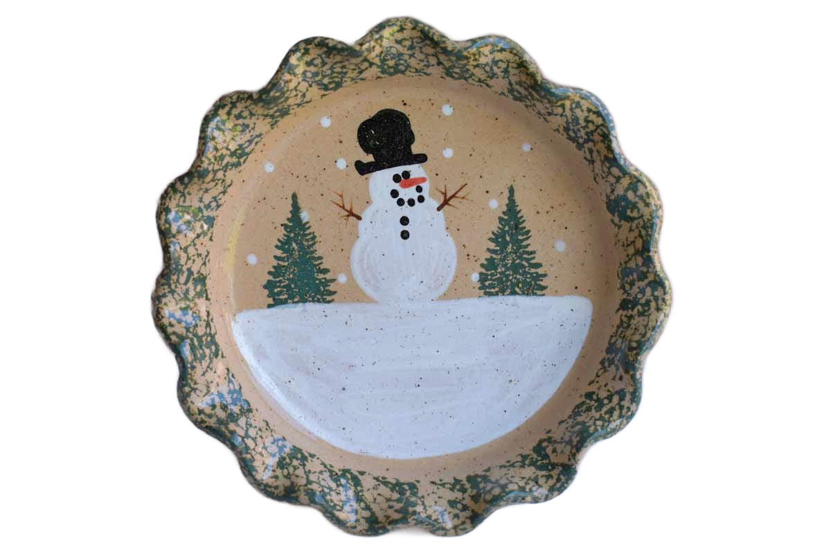 Three Rivers Pottery (Ohio, USA) Small Ceramic Tray with Hand-Painted Snowman