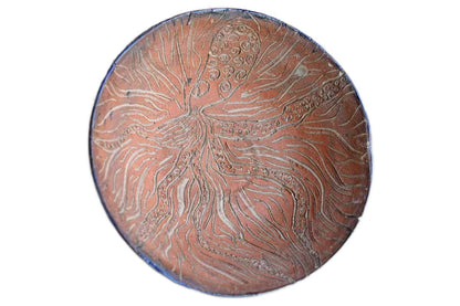 Fun Handmade Bowl with Incised Squid Decoration