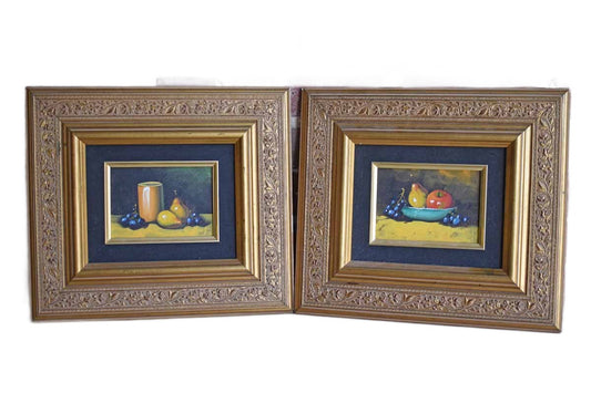 A Pair of Acrylic Canvas Still Lifes of Fruit