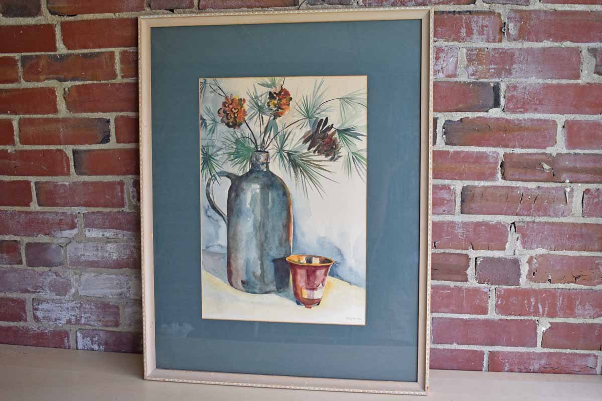 Original Signed Watercolor of a Red Pine Cone Still Life (PICKUP ONLY)