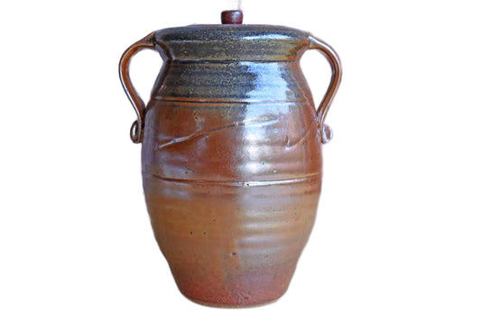 Beautiful Stoneware Lidded Urn with Luminescent Glazes