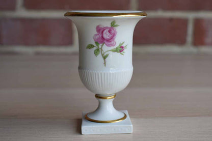 Miniature Porcelain Urn Decorated with Pink Rose