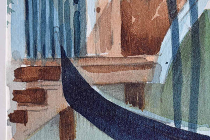 Watercolor Vignette of a Venice Canal Scene