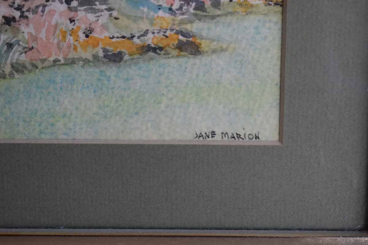 Pair of Lovely Watercolors of Children and a Garden, Signed by Jane Marion