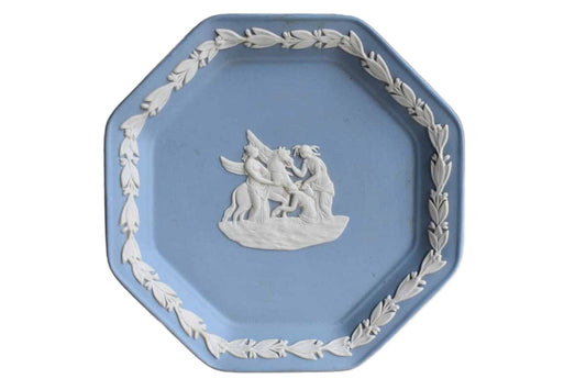 Wedgwood (England) Blue Jasperware Octagonal Dish with The Muses Watering Pegasus
