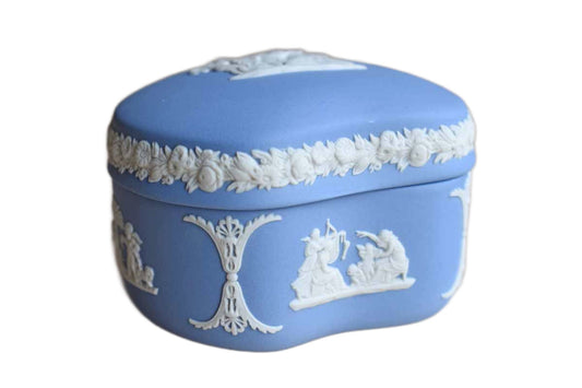 Wedgwood (England) Blue Jasperware Cupid as Oracle Lidded Box