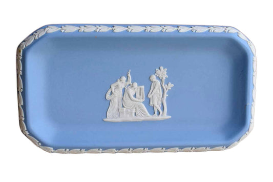 Wedgwood (England) Rectangular Tray with Neoclassical Scene of Woman Holding a Cage