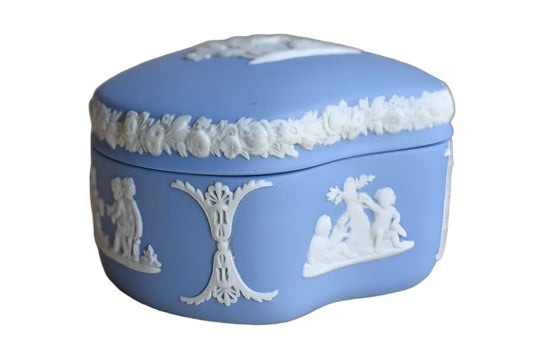 Wedgwood (ENgland) Blue Jasperware Cupid as Oracle Lidded Box