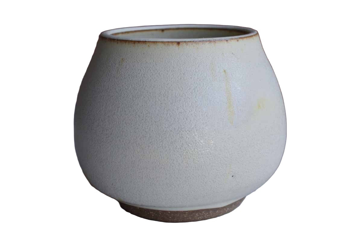 Rounded White Stoneware Container