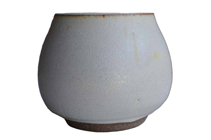 Rounded White Stoneware Container