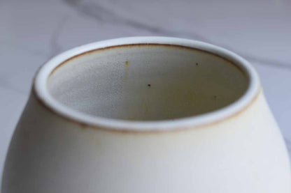 Rounded White Stoneware Container