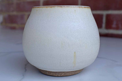 Rounded White Stoneware Container