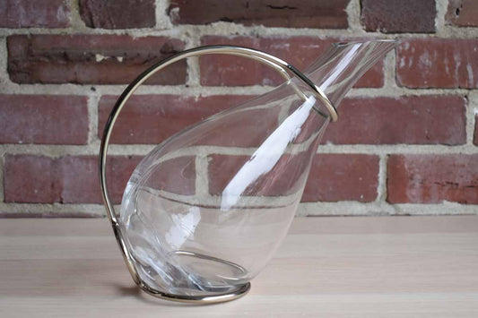 Clear Glass Decanter Nested in Silver Holder