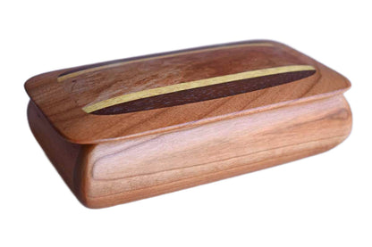 Fine Inlaid Wood Lidded Box with Burgundy Felt Lining