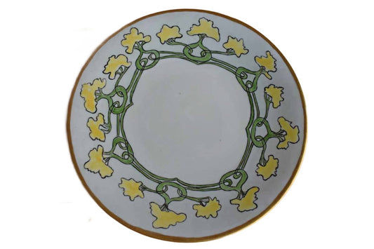 Blank Porcelain Plate Painted with Yellow Flowers